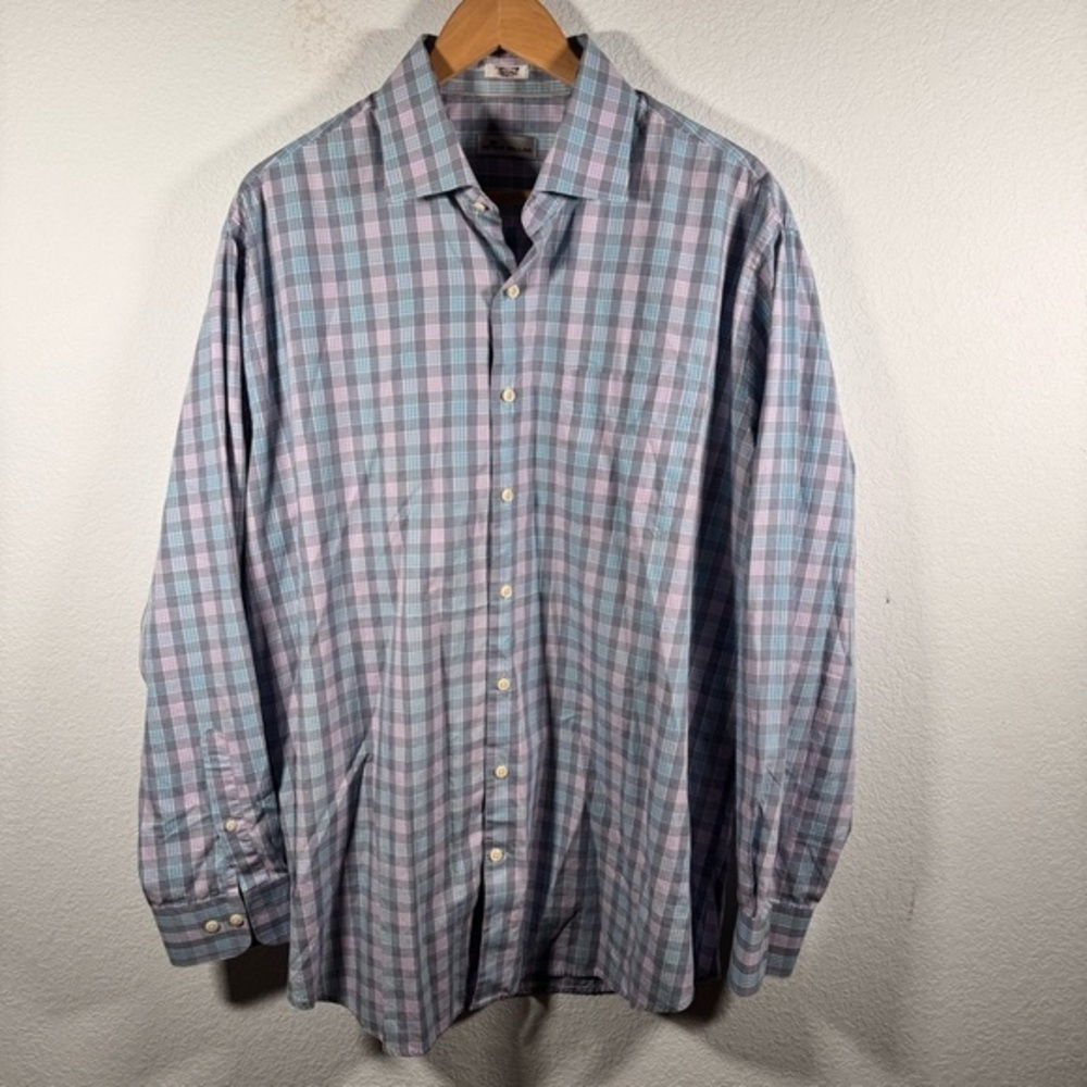 Peter Millar Plaid Long Sleeve Button-Down‎ Shirt Size XL